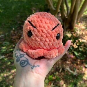 Crochet Angry Octo- Bright Coral 🐙 medium